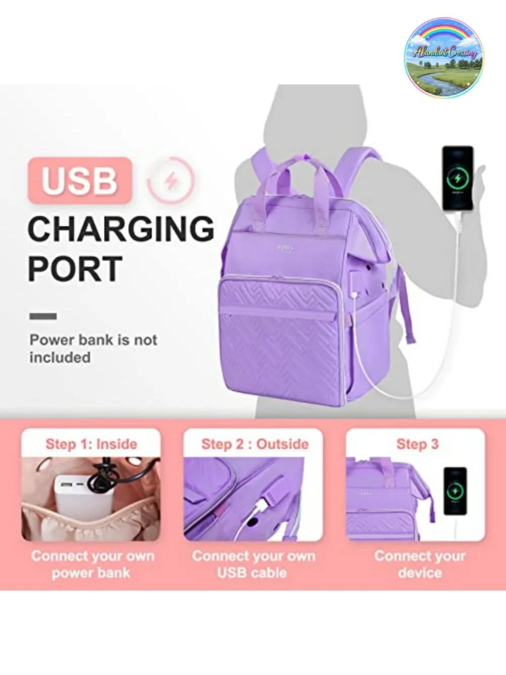 Large Knitting Bag Backpack Yarn Storage Organizer with USB Port for Travel